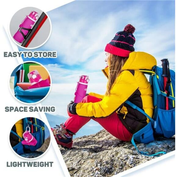 Collapsible Silicone Water Bottles-750ML Medical Grade BPA Free Travel Water Bot - Picture 3 of 7